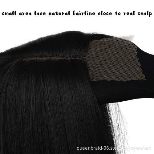 30 Inches Middle Part Long Straight Black Hair Synthetic Hair Wigs For Black Women Heat Resistant Fiber Lace Wigs